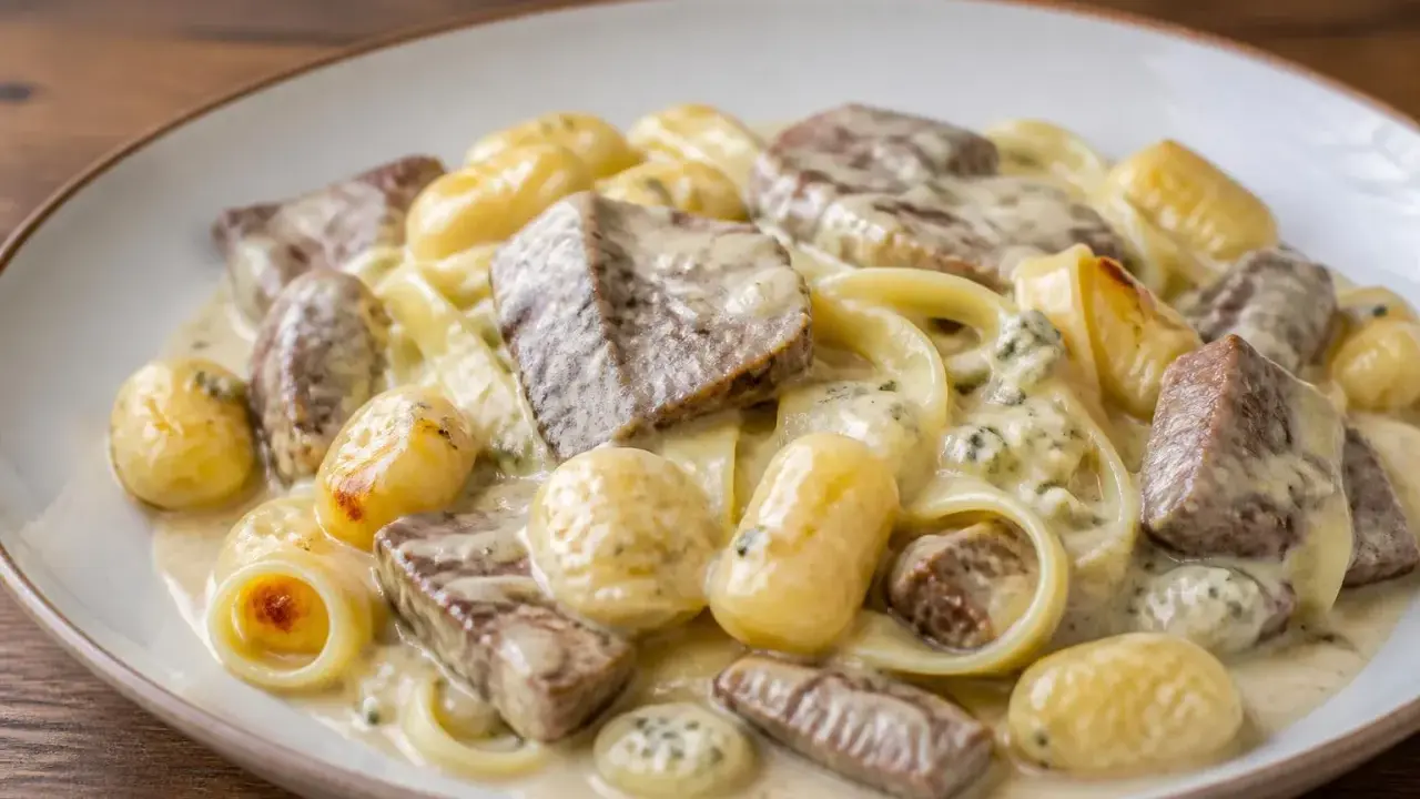 Gnocchis et pâtes fraîches nappés d'une sauce épaisse à la viande et aux herbes. Un plat réconfortant.