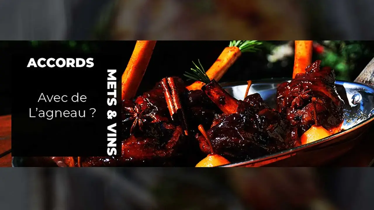 Gigot de 7 heures braisé, carottes, épices et poires. Un accord mets & vins parfait pour ce plat savoureux.