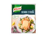 Une assiette de poisson avec des légumes, nappée d'une sauce beurre citron Knorr. Sans exhausteur de goût ni colorant.
