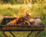 Un brasero crache des flammes vives, signe qu'il est temps de choisir quel bois pour barbecue afin de savourer un repas en plein air.
