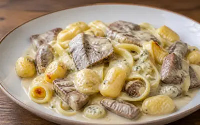 Gnocchis et pâtes fraîches nappés d'une sauce épaisse à la viande et aux herbes. Un plat réconfortant.