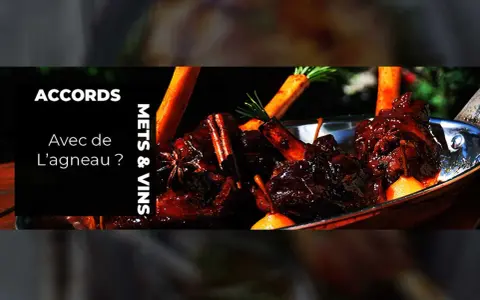 Gigot de 7 heures braisé, carottes, épices et poires. Un accord mets & vins parfait pour ce plat savoureux.