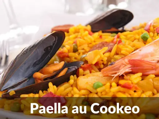 Délicieuse paella aux fruits de mer et chorizo, préparée au Cookeo. Un plat savoureux et coloré.