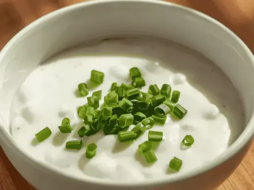 Sauce fromage blanc ciboulette, une touche de fraîcheur verte sur une base crémeuse, prête à sublimer vos plats.