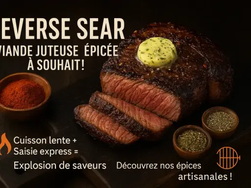 Un steak tendre et juteux, cuit à la perfection, garni de beurre aux herbes. Accompagné de paprika et d'épices pour une explosion de saveurs.