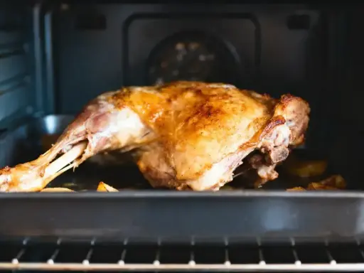 Gigot d'agneau doré et juteux, prêt à être servi à 8 convives. Un délice pour les fêtes.