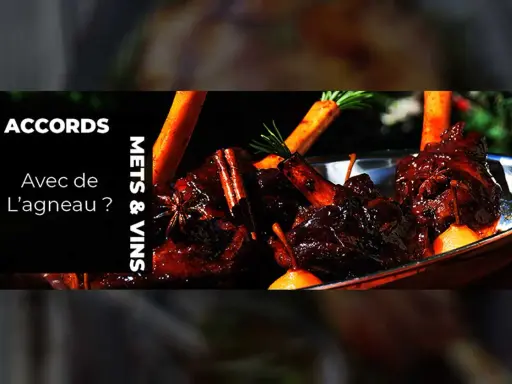 Gigot de 7 heures braisé, carottes, épices et poires. Un accord mets & vins parfait pour ce plat savoureux.